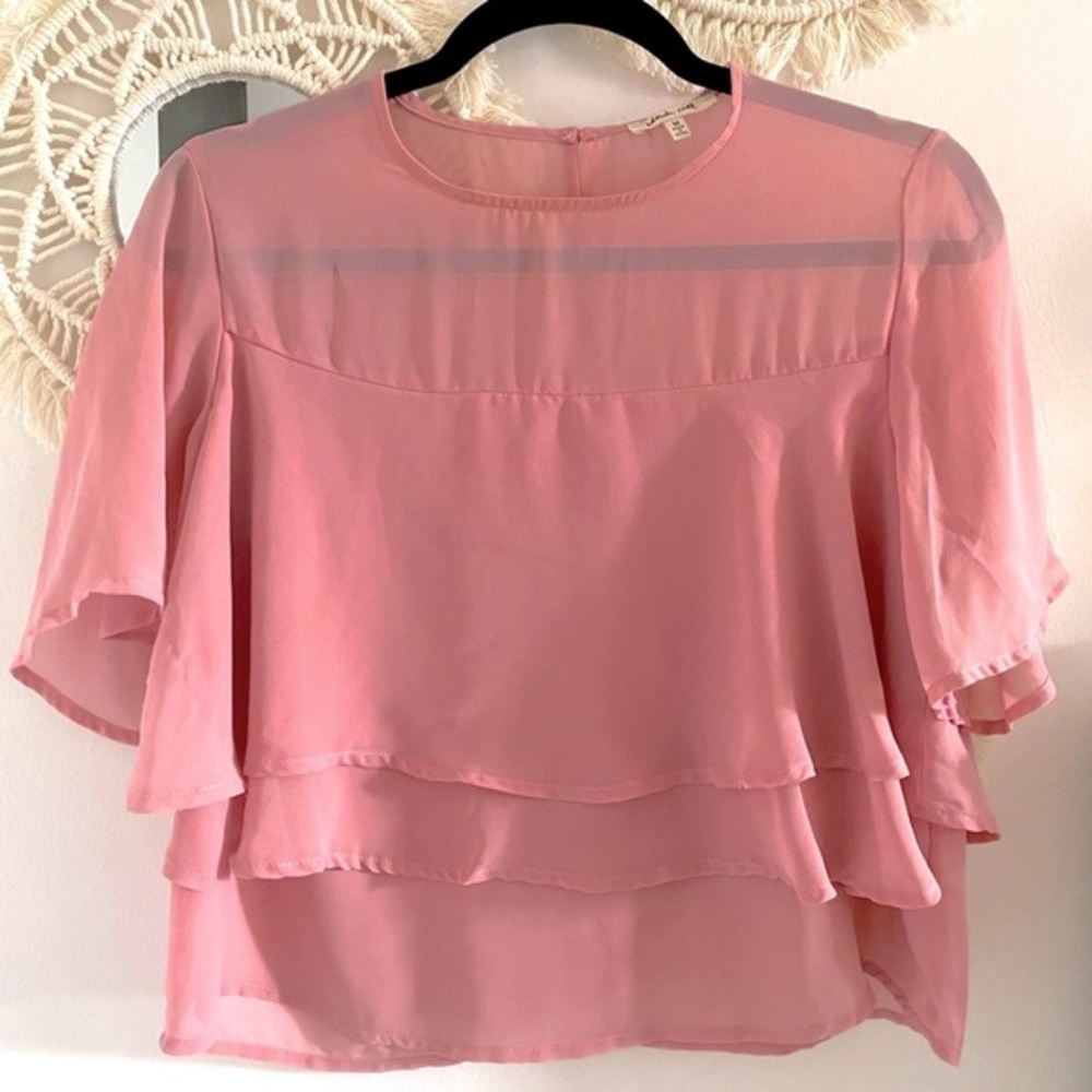 Bleuh Ciel womens cropped Pink shirt size medium